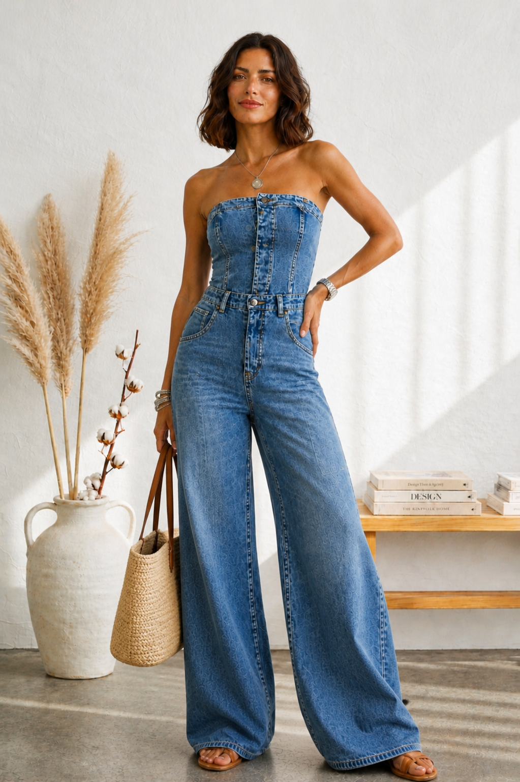 Sculpt Strapless Blue Jumpsuit