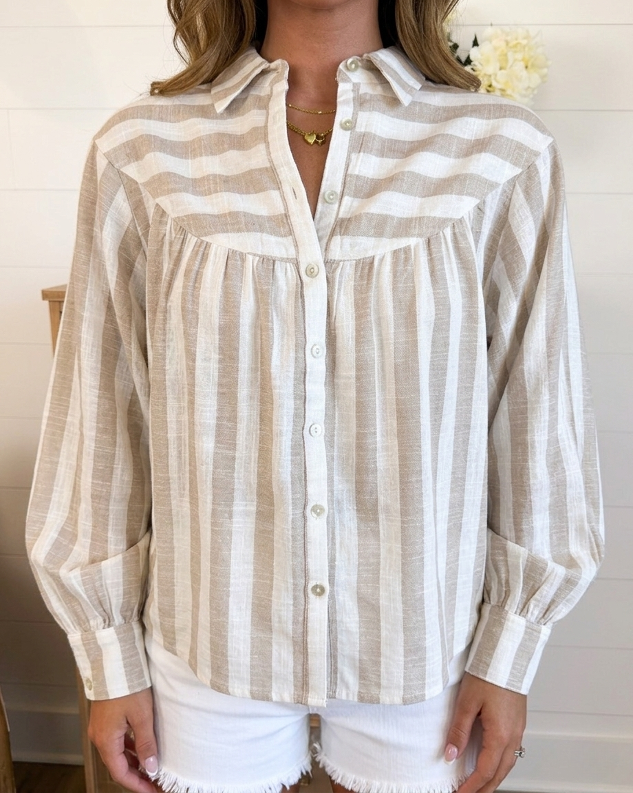 Flash Sale⚡Striped Poet Sleeve Shirt
