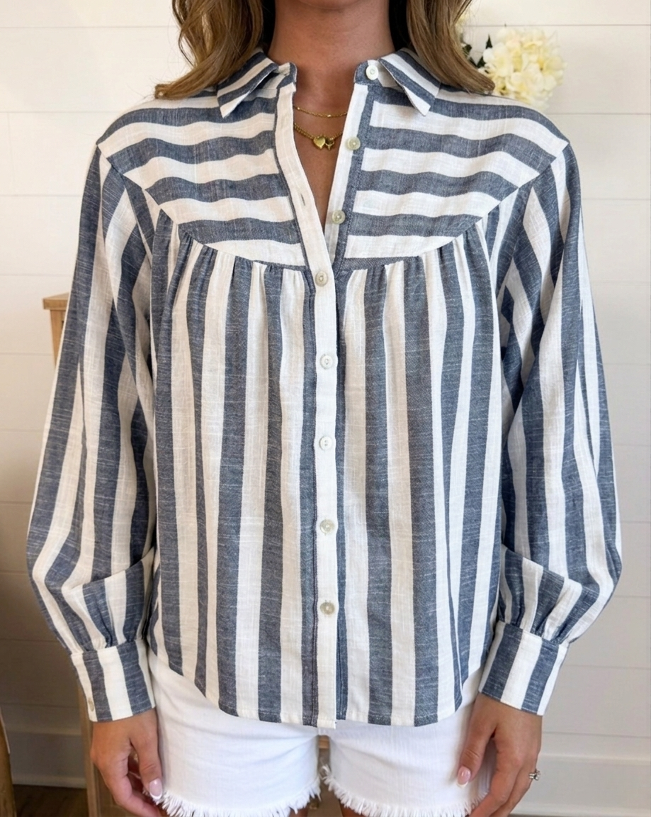 Flash Sale⚡Striped Poet Sleeve Shirt