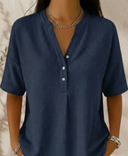 New Arrivals🔥Women’s Casual Loose Henley Waffle-knit T-shirt