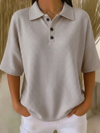New Arrivals🔥Women's Casual Cozy Polo Collar Waffle Shirt