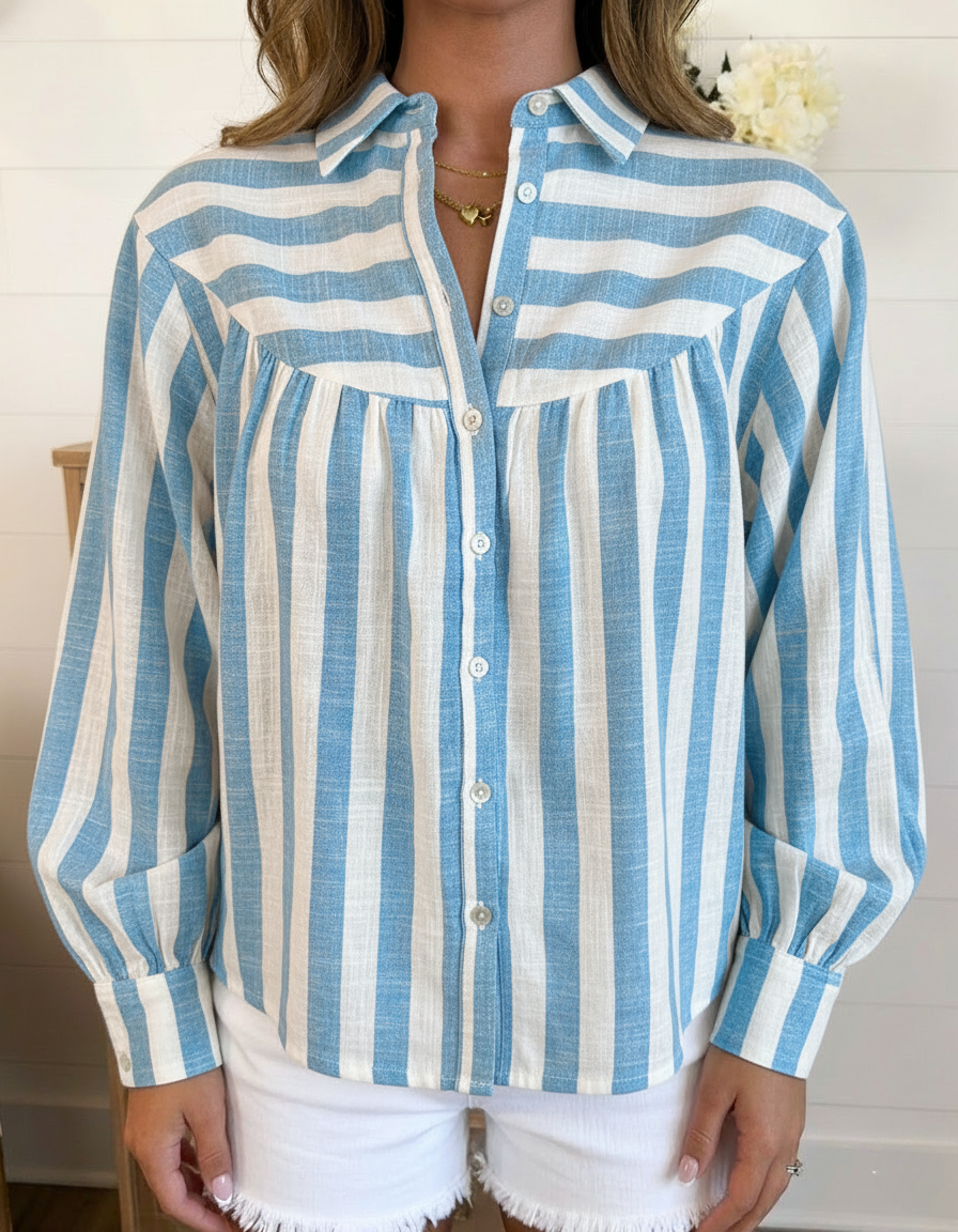 Flash Sale⚡Striped Poet Sleeve Shirt