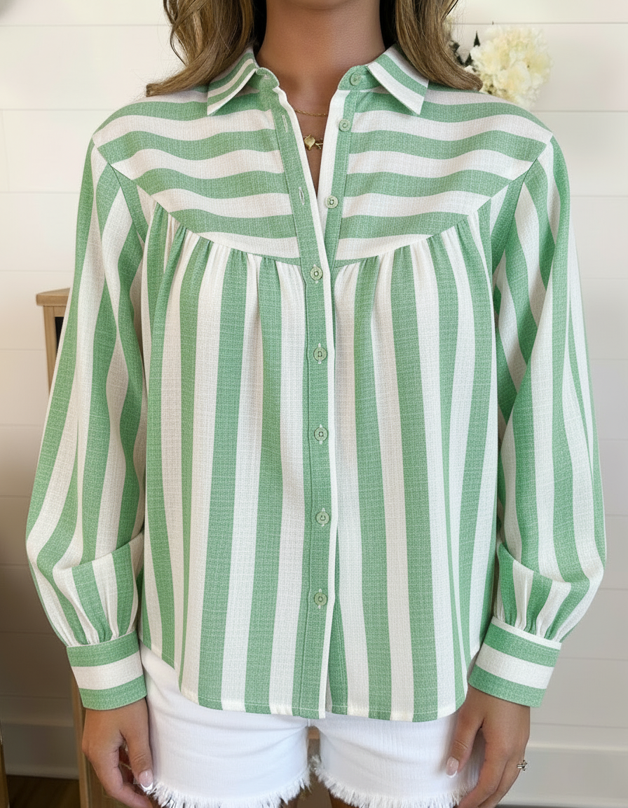 Flash Sale⚡Striped Poet Sleeve Shirt