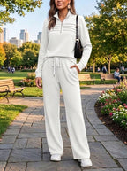 ⏰ LAST DAY SAVE 49% 💥Women's Casual 2 Piece Sets Lapel Zipper Sweatshirt Travel Outfits