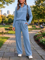 ⏰ LAST DAY SAVE 49% 💥Women's Casual 2 Piece Sets Lapel Zipper Sweatshirt Travel Outfits
