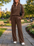⏰ LAST DAY SAVE 49% 💥Women's Casual 2 Piece Sets Lapel Zipper Sweatshirt Travel Outfits