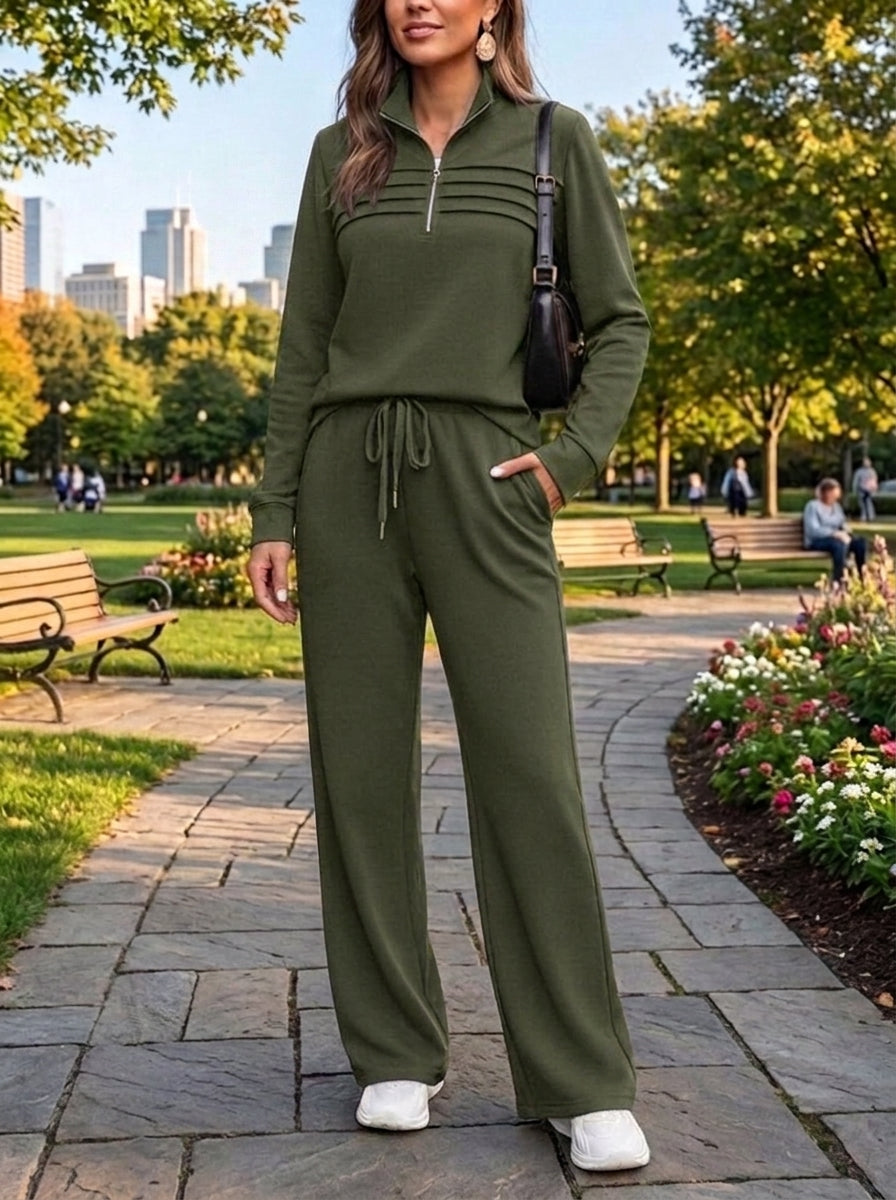 ⏰ LAST DAY SAVE 49% 💥Women's Casual 2 Piece Sets Lapel Zipper Sweatshirt Travel Outfits