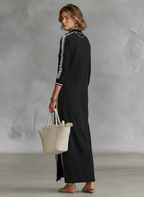 White-Trim Sweatshirt Maxi Dress