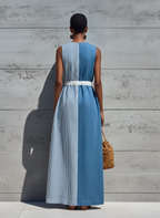 Color-Block Drawstring Maxi Dress