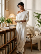 Asymmetric One-Shoulder Wide-Leg Set