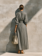 Striped Wrap Maxi Shirt Dress