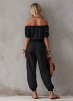 Off-Shoulder Relaxed Fit Jumpsuit