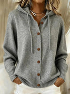 CLEARANCE SALE🔥 Women's Casual Hoodie Cotton Plain Long Sleeve Comfy Cardigan