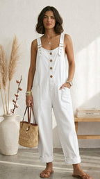 Pilar | Vintage Blue Dungarees with Adjustable Straps