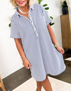 Flash Sale⚡Striped Half Button Shirt Dress