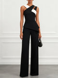 Black Cross Halter Sleeveless  Pant Sets