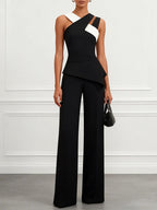 Black Cross Halter Sleeveless  Pant Sets
