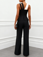 Black Cross Halter Sleeveless  Pant Sets