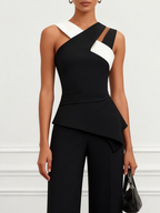 Black Cross Halter Sleeveless  Pant Sets