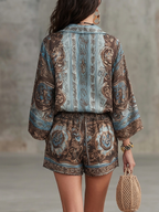 Vacation Baroque Totem Print Shirt and Shorts Set