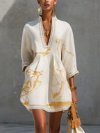 Printed Crochet Lace Mini Dress