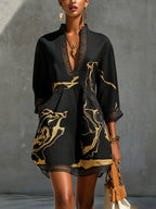 Printed Crochet Lace Mini Dress