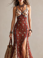Floral Chiffon Mermaid Maxi Dress
