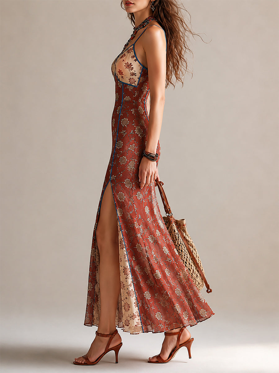 Floral Chiffon Mermaid Maxi Dress
