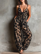 Animal Print Chiffon Jumpsuit