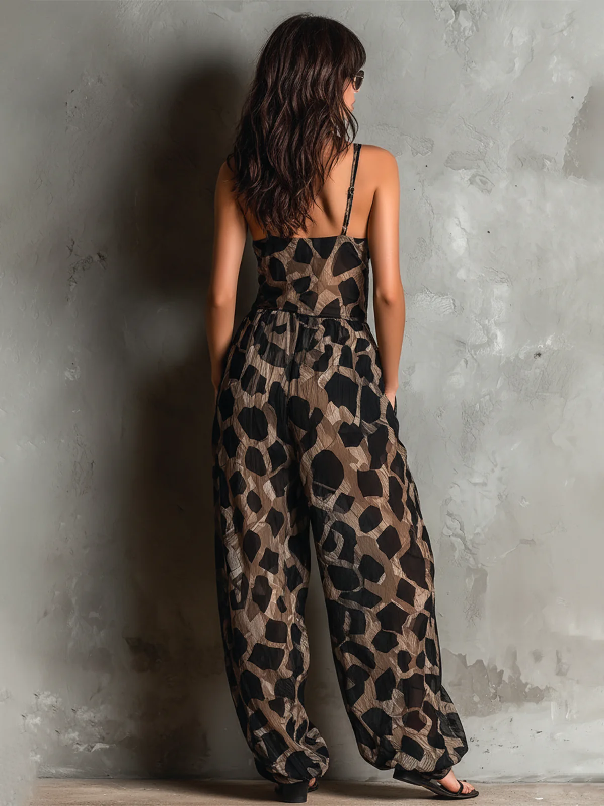 Animal Print Chiffon Jumpsuit