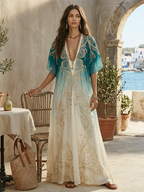 Aqua Ombré Kaftan Maxi Dress