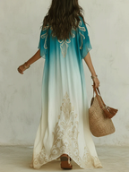 Aqua Ombré Kaftan Maxi Dress