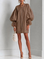 Zip Front Balloon Mini Dress