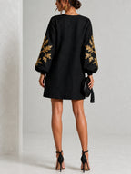 Ornate Motif Lantern Mini Dress