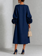Floral Cuff Button Midi Dress
