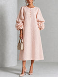 Floral Cuff Button Midi Dress