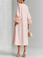 Floral Cuff Button Midi Dress