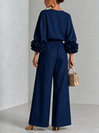 Sculptural Floral Cuff Pants Set