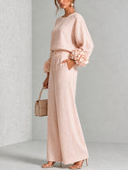 Sculptural Floral Cuff Pants Set