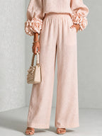 Sculptural Floral Cuff Pants Set