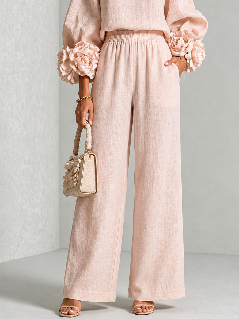 Sculptural Floral Cuff Pants Set