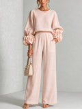 Sculptural Floral Cuff Pants Set