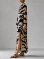 Abstract Slit Straight Maxi Dress