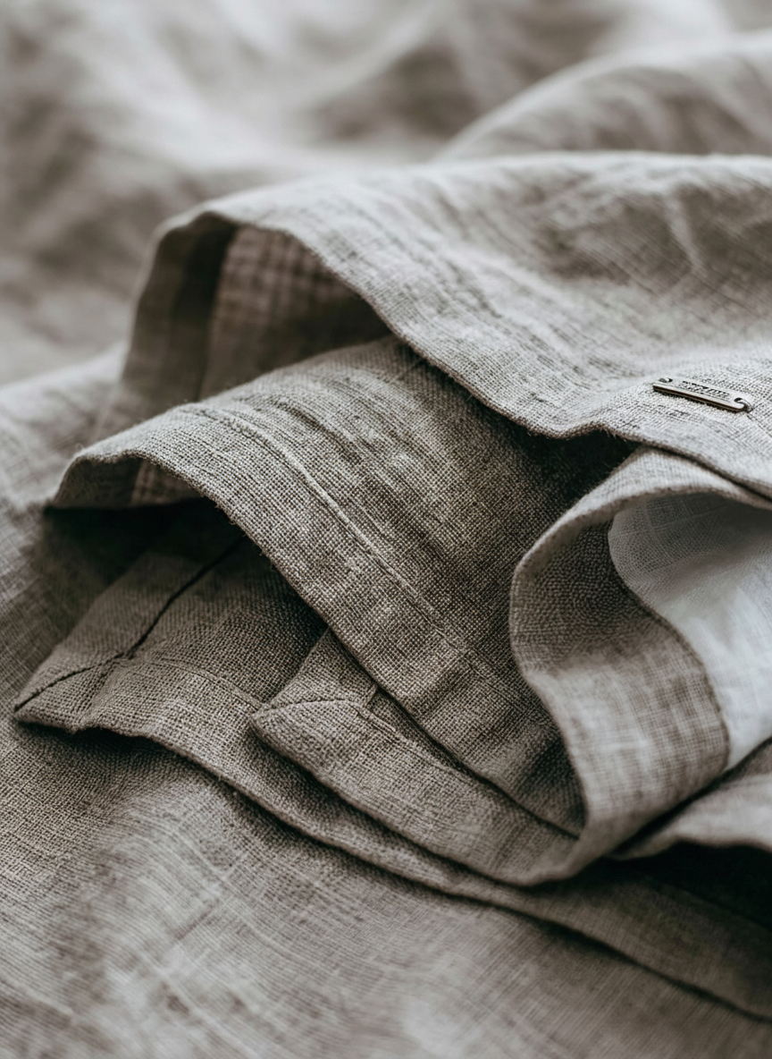 Cotton-Linen Henley Long-Sleeve Shirt