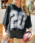 Houndstooth Embroidered Star Sequin Top