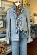 Ruffle Tencel Denim Shirt
