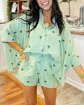 Coconut Tree Embroidered Poplin Set