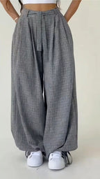 Plaid Baggy Wide Leg Pants