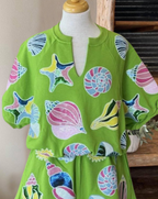 Sequins Shells Bubble Top+Short