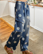Polka-dot Wide-leg Denim Pants